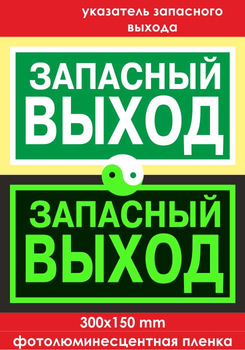 E23 указатель запасного выхода (ГОСТ 34428-2018, фотолюминесцентная пленка, 300х150 мм) - Знаки безопасности - Фотолюминесцентные знаки - . Магазин Znakstend.ru